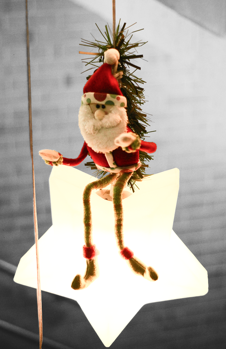 Decoração de estrela com Papai Noel